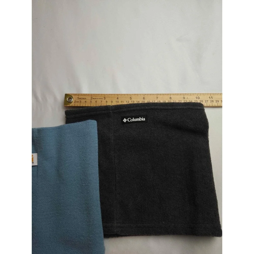 Carhartt Columbia Neck Gaiter Bundle Blue Knit Grey Fleece Winter Scarf Set Mens